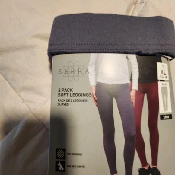 Serra 2 Pack Soft Leggings - Black and Purple - Picture 5 of 5